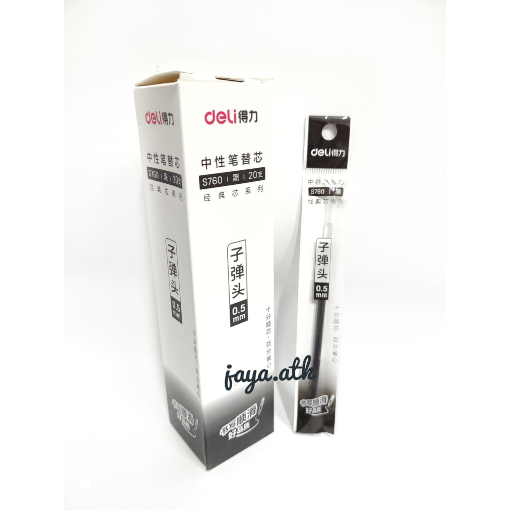 REFILL ISI ULANG PULPEN GEL 0.5  DELI S760 MM BALLPOINT GEL PEN TINTA BIRU HITAM