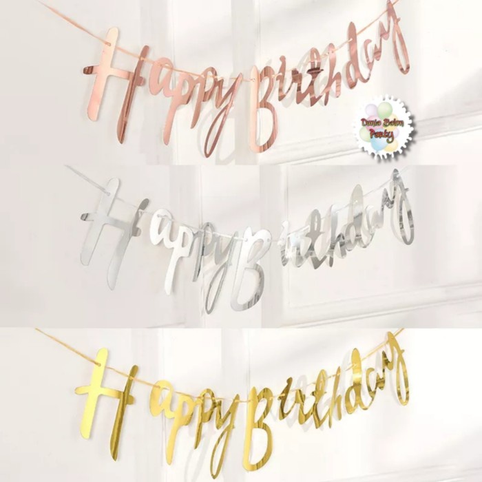 Banner Flag / Bunting Flag Happy Birthday Tulisan Sambung