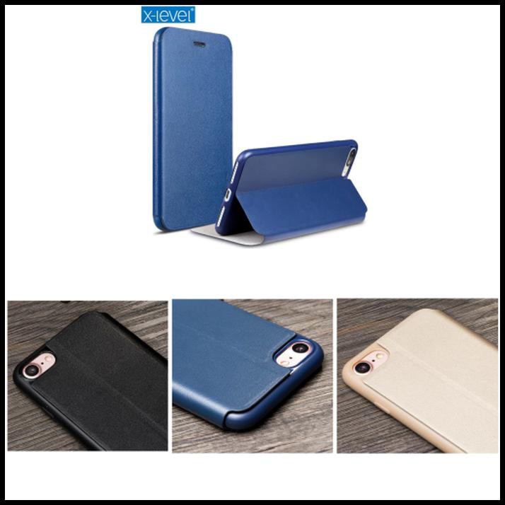 Flip Cover Handphone Iphone 7 8 Plus X Level Fib Color Flip Cover Leather Original Hitam