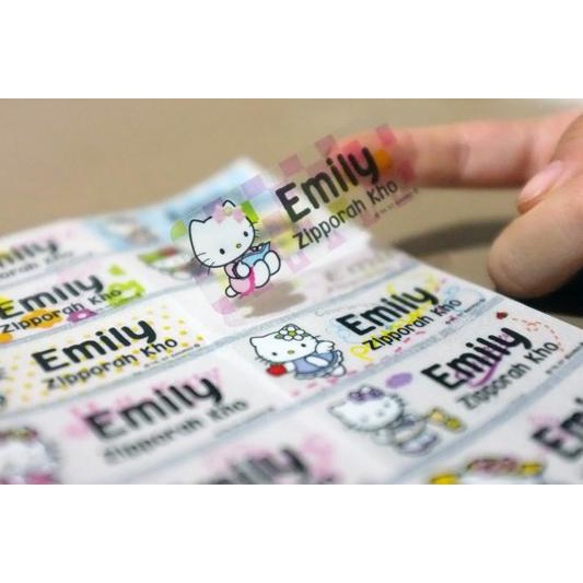 

♣ Hello Kitty Transparant. LARGE Sticker Label nama waterproof. bening ✳