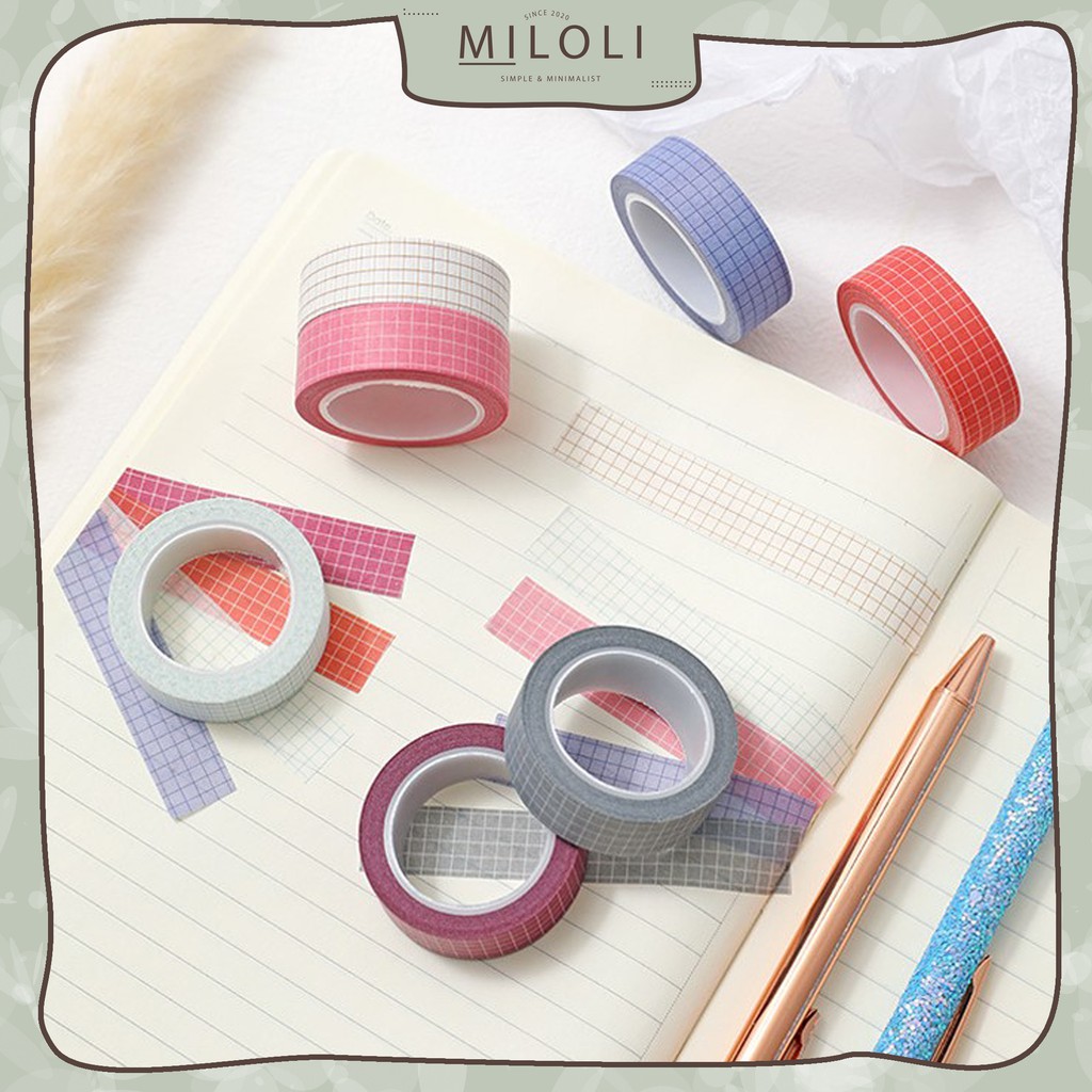 

[MILOLI] 1Pc BASIC GRID Washi Tape Decor Masking Tape DIY Scrapbook Journal - A0024