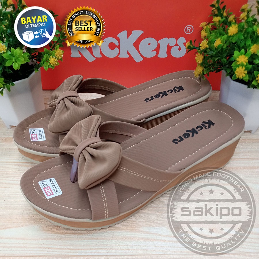 HUJAN PROMO 7.7 !! SANDAL WANITA DEWASA WEDGES JAPIT PITA UNIK KEREN MURAH NYAMAN DIPAKAI / SANDAL JAPIT WEDGES PITA / SANDAL WEDGES JAPIT / SAKIPO-Hak Kopi Susu