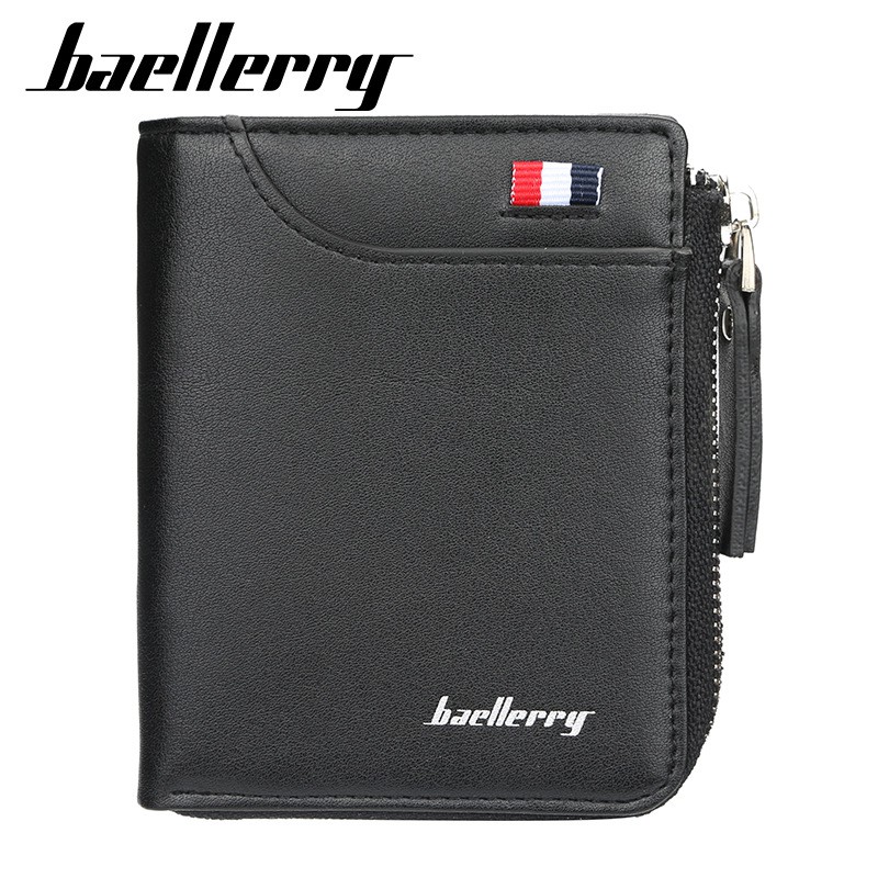 ORIGINAL BAELLERRY D0311 DOMPET UANG PRIA RITSLETING BIFOLD BAHAN KULIT PU DENGAN TEMPAT KOIN