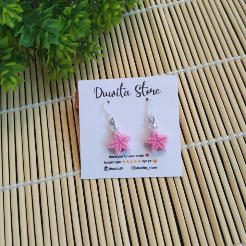 HANDMADE ANTING ANAK/DEWASA KAITAN PLASTIK MOTIF BINTANG LAUT MINI