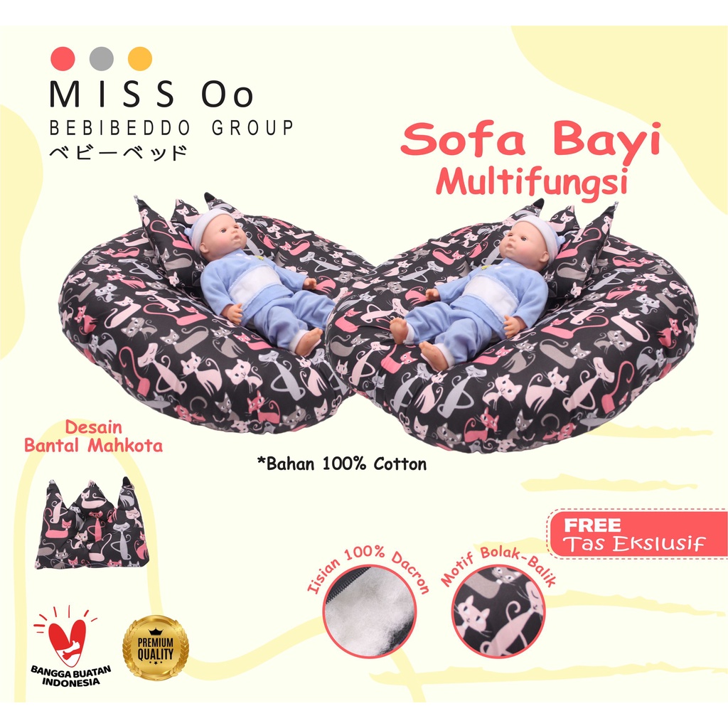 Sofa Bayi Jumbo 2 in 1 Terlaris Multifungsi Kasur bayi Premium Gratis Tas Bantal Mahkota