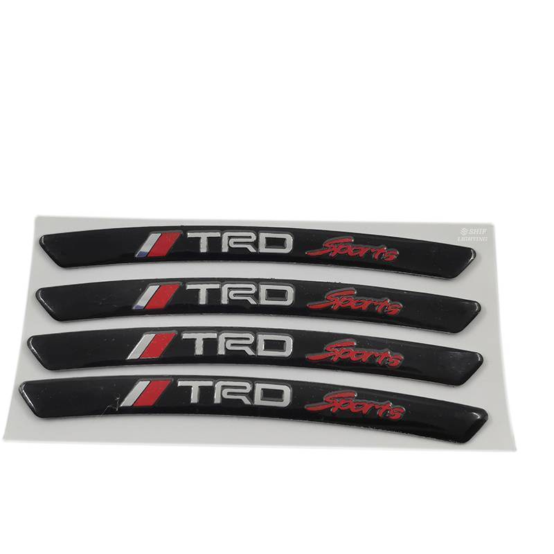 4 x Aluminum TRD Sports Letter Logo Car Auto Wheel Tire Decorative Emblem Badge Sticker Decal TOYOTA TRD