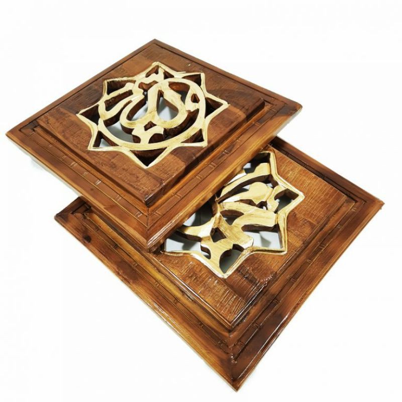 Pigura Hiasan Dinding Lafadz Allah Muhammad Ukir Pahat Kayu Jati