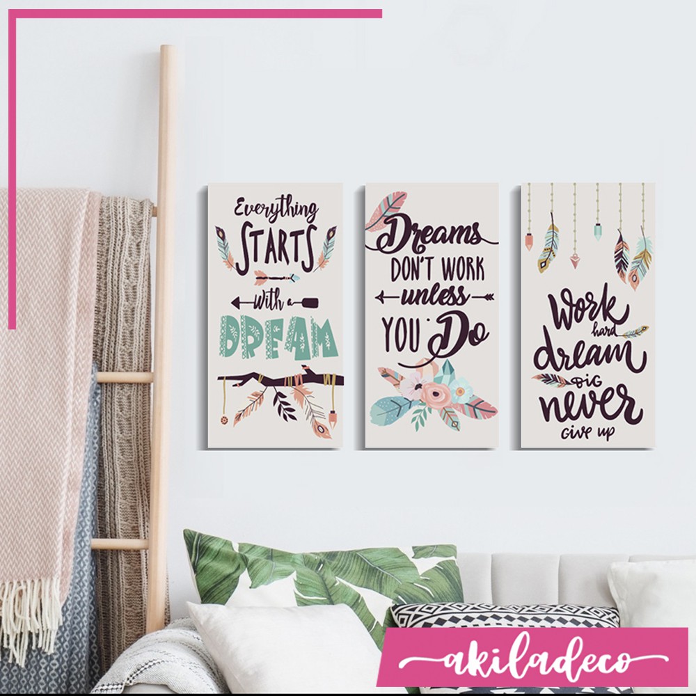 DAPAT 3 Dekorasi Bulu Kamar Hiasan Dinding Feather  Bohemian Series