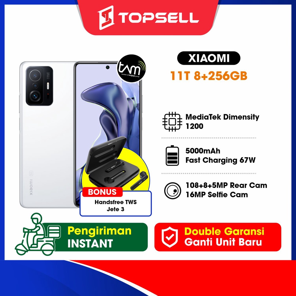Xiaomi 11T 8/256GB Dimensity 1200 Ultra 108MP Triple Kamera Layar 6.67" AMOLED 5000mAh Garansi Resmi