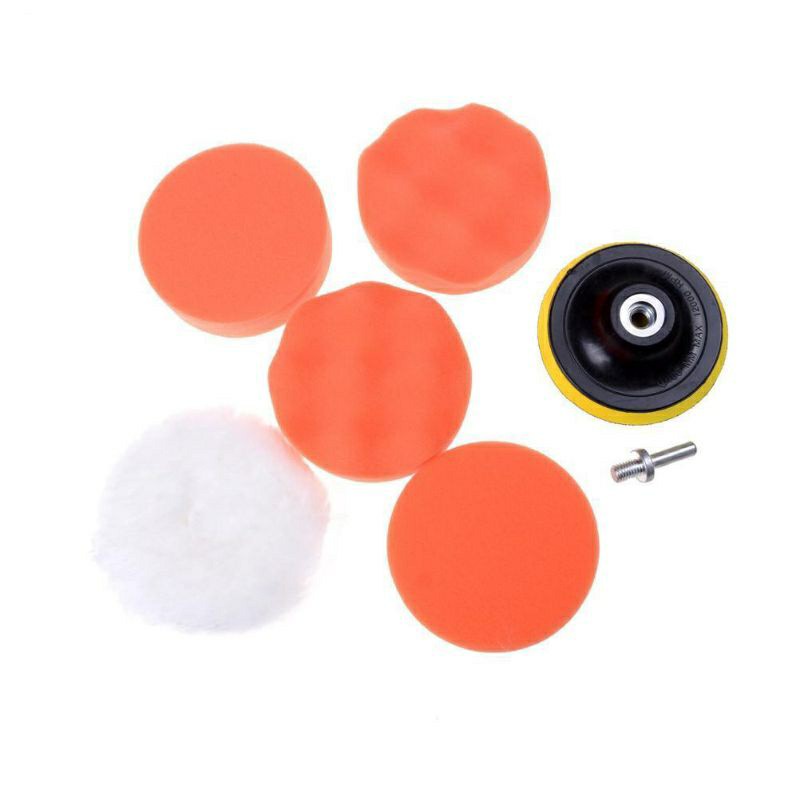 Set Busa Poles Polishing Woolen Body Motor &amp; Mobil 3&quot; 4&quot; 5 Inch 7 Pcs M10/M14 Coumpond Wax Buffing Coating