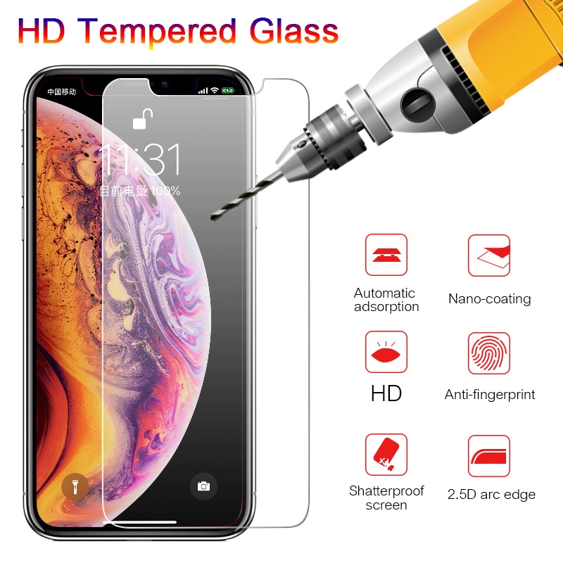 9H HD Anti-Burst Protective Tempered Glass Compatible with iPhone / Full Cover Tempered Glass Screen Protector For iPhone 11 Pro Max XR XS / iPhone 8 7 6 6s Plus Protection Film