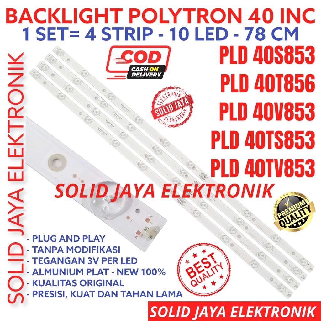 BACKLIGHT TV LED POLYTRON 40 INC PLD 40S853 40T856 40V853 40TS853 40TV853 LAMPU BL 10K 3V PLD-40S853 PLD-40T856 PLD-40V853 PLD-40TS853 PLD-40TV853 PLD40S853 PLD40T856 PLD40V853 PLD40TS853 PLD40TV853 10 LED KANCING 40INCH 40IN 40INC 40 INCH IN INC