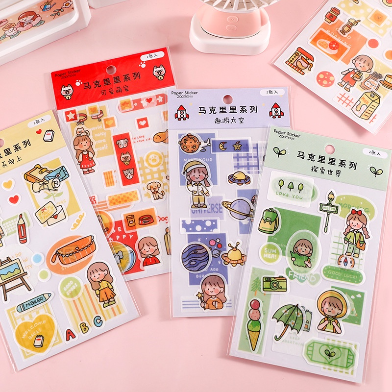 [2 Sticker] Cute Deco Stiker Label Dekorasi / Tempelan Lucu Aesthetic Journal Sticker