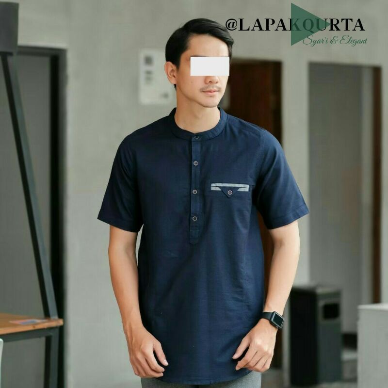 KEMKO PRIA LENGAN PENDEK BAJU KURTA PRIA BAJU MUSLIM MODERN PRIA WARNA PINK ABU TUA MUDA TAN NAVY M