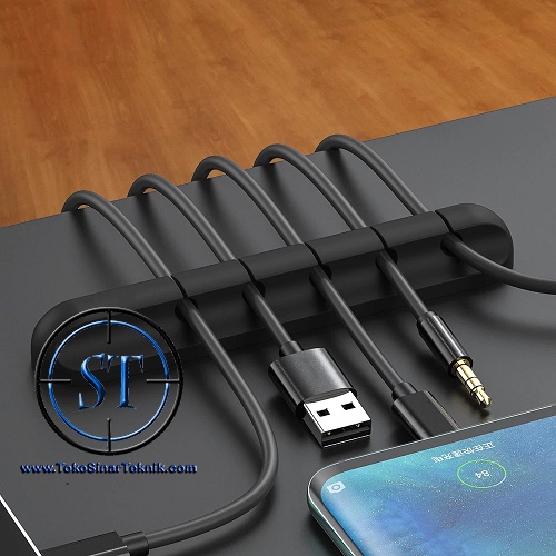 Cable Organizer Silicone Flexible Clip Holder Klem Pengait Kabel Lan PC Adaptor Tempel Dinding Meja