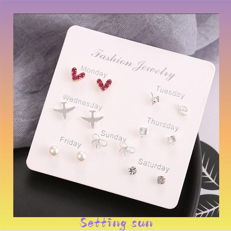 Set 7 Pasang Anting Kombinasi Model Sederhana TN