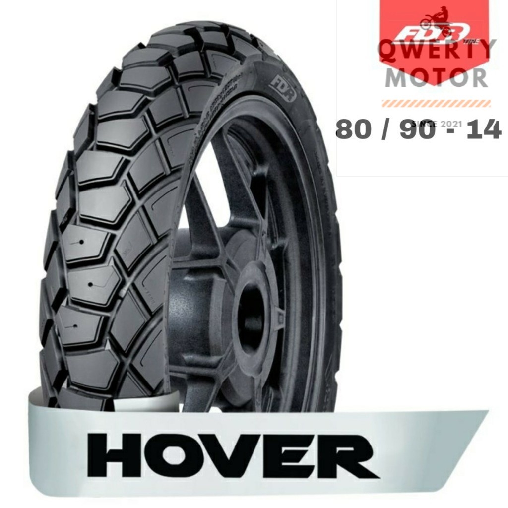BAN LUAR FDR 80/90-14 HOVER TUBELESS SEMI TRAIL / KOTAK TAHU / CROSS