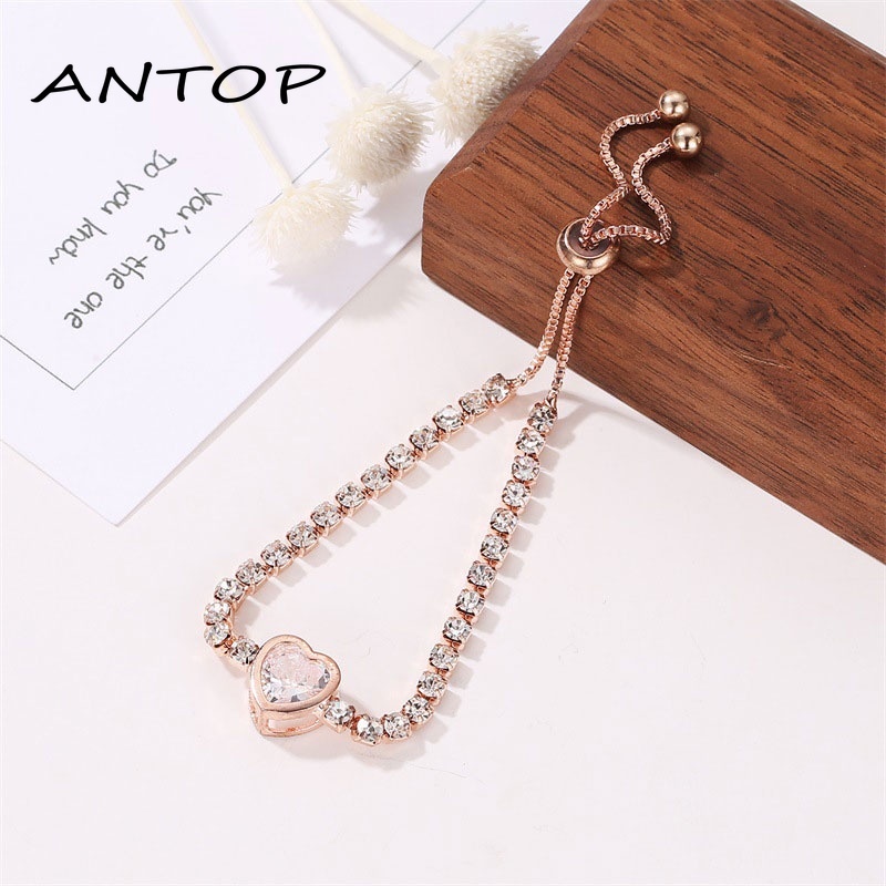 Fashion Baru Rose Gold Love Zircon Gelang Gelang Wanita Sederhana ANTOP