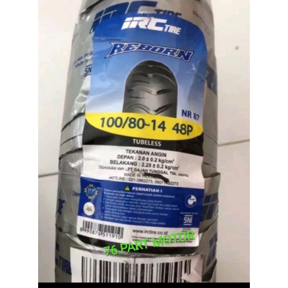 BAN TUBELESS IRC UK 100/80 .14 SUDAH FREE PENTIL