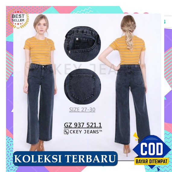 Celana Kulot Rawis Jeans Haigh Waist Terbaru / Celana Kulot Rawis Jeans Wanita / Celana Panjang Kulo
