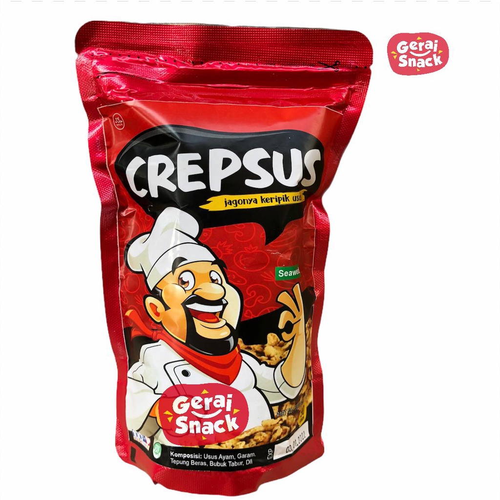 Crepsus Keripik Usus Ayam Gurih Extra Crispy Aneka Rasa Best Seller (90gr)