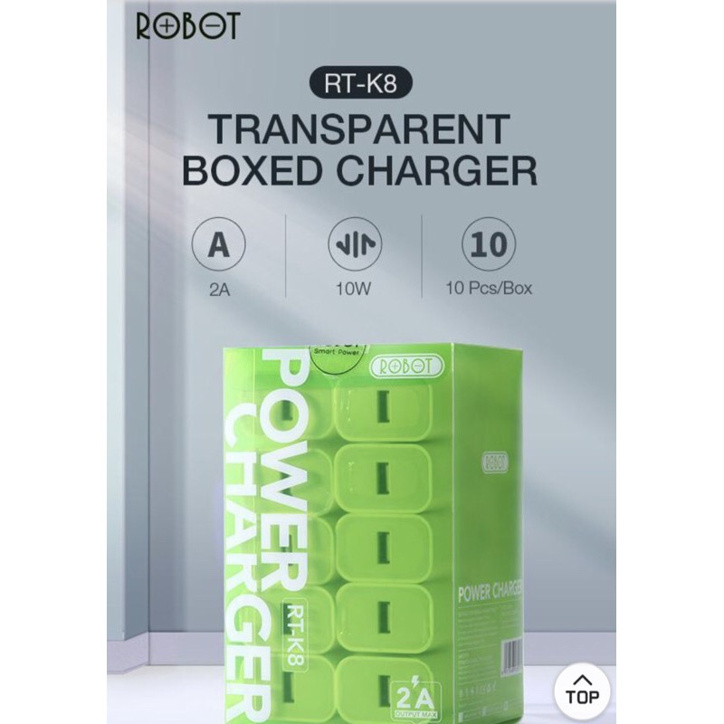 ROBOT Adaptor Charger RT-K8 Batok Charger 10W 2A Small &amp; Portable Garansi Original (1box Isi 10 Pcs)