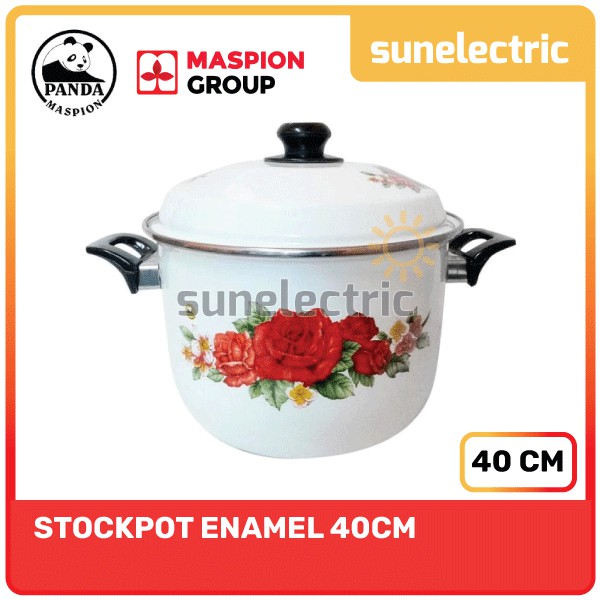Maspion ENA Panci Serbaguna Dutch Oven / Stock Pot Enamel 40 cm + Tutup - Putih