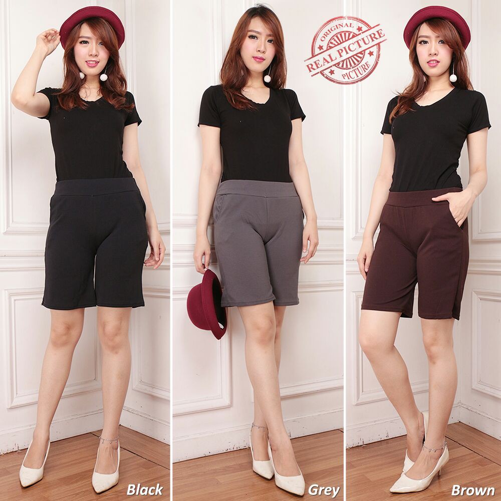 celana hot pants 3/4 crepe skin