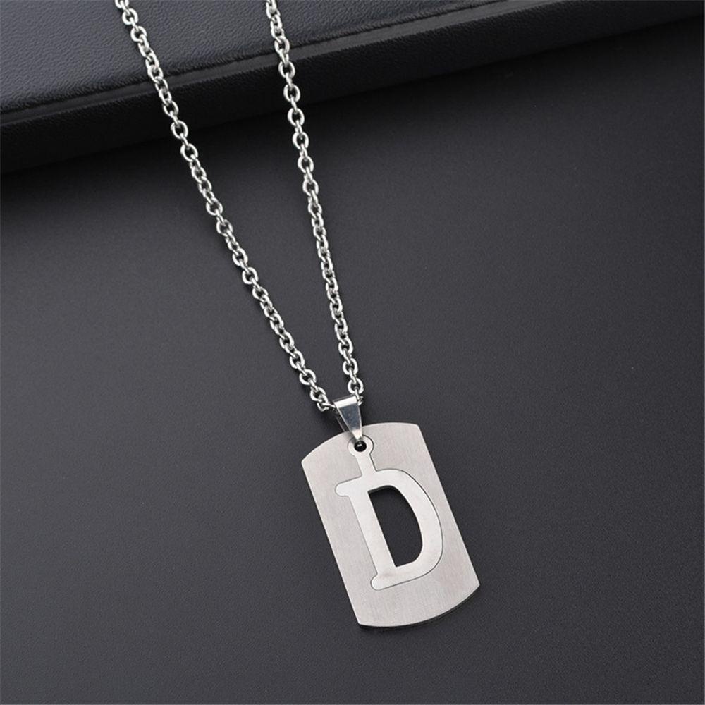 PREVA Alphabet Initial Necklace Men Exaggerated Cursive Bib Chain Luxury Metal 26 Letters