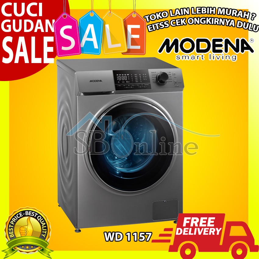 MODENA WASHING MACHINE &amp; DRYER CALMA - WD 1157 - GARANSI RESMI