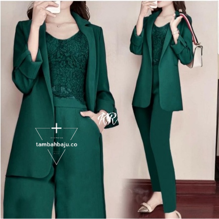 COD Baju Setelan Wanita Kekinian Terbaru 2022 Stelan Celana Panjang Setcel Import Blaser Korea Murah