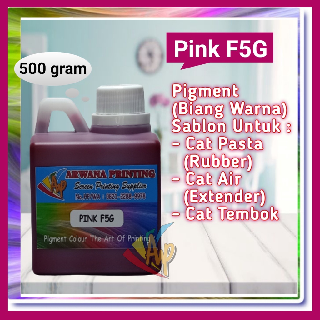 

Pigment Biang Warna Cat Sablon Pink F5G 500 Gram