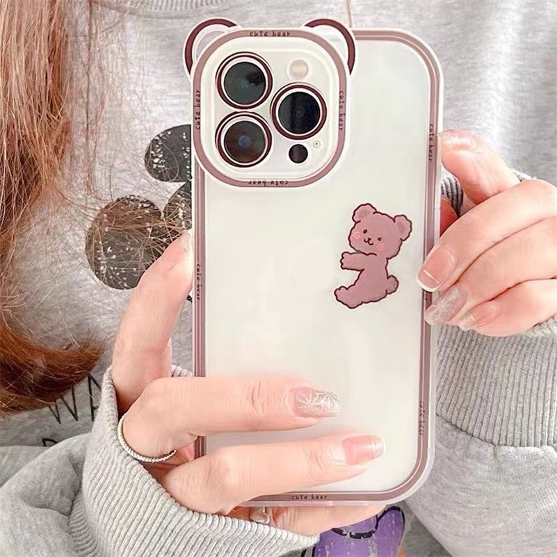 Soft Case Silikon Motif Beruang Untuk iPhone 13 12 11 Pro Max X Xr Xs Max SE 2020 8 7 6 6s Plus