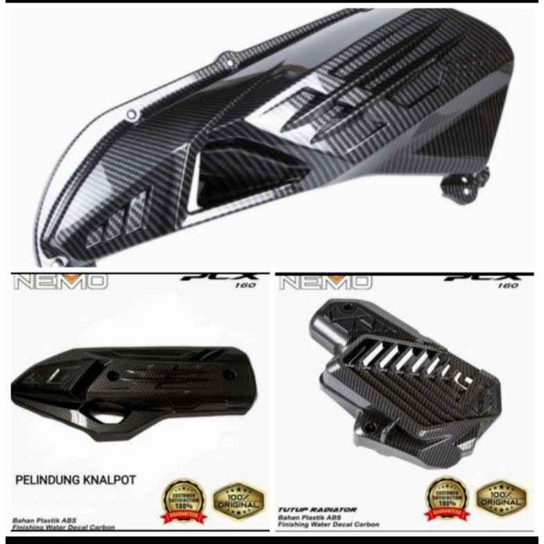 Paket Cover Filter/Knalpot/Radiator PCX 160 Carbon Nemo 3 set