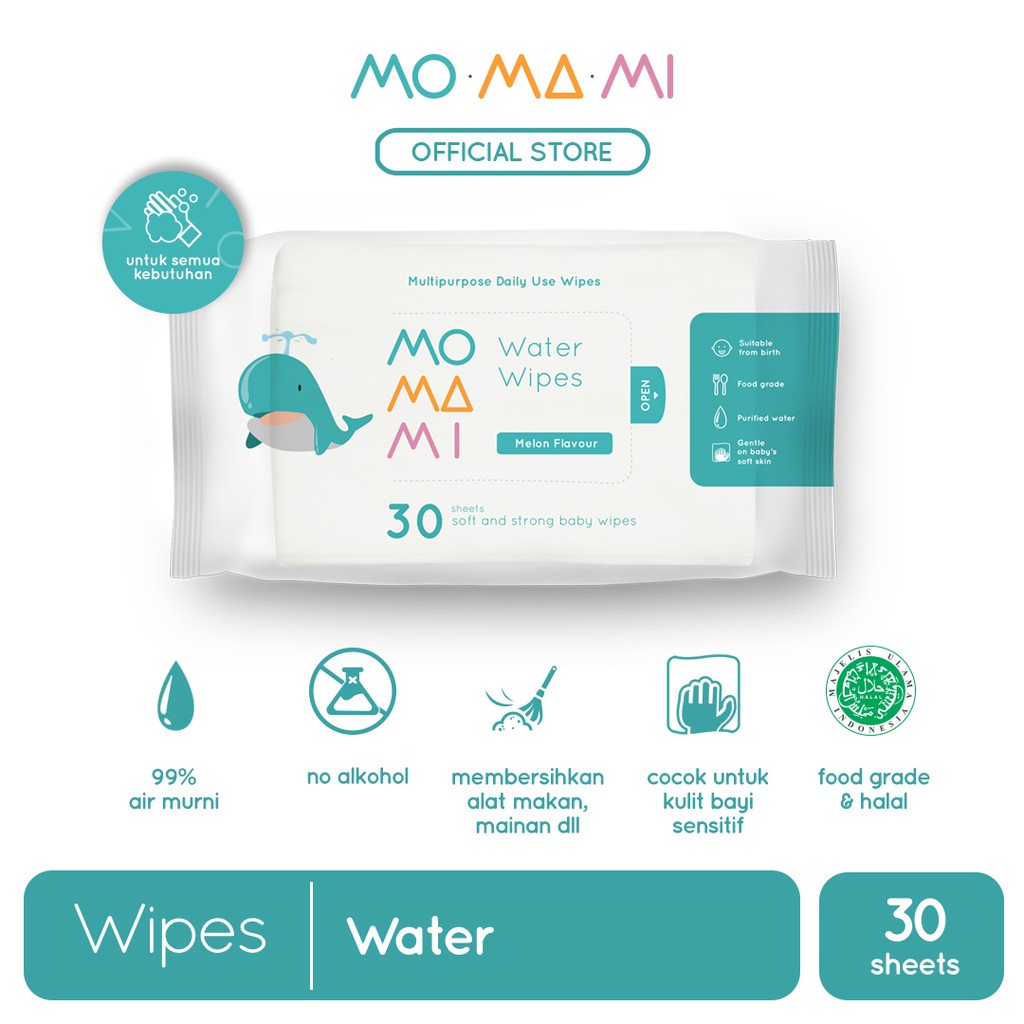 Tisu Basah Bayi Momami Wipes Tooth and Gum, Anti Bacterial, Water, Pacifier, Citrapela