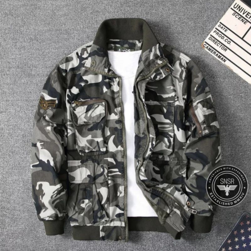 Jaket Bomber Camo Snsr Terbaru / Jaket Bomber Camo Sensor Premium / Jaket Bomber Pria Terlaris