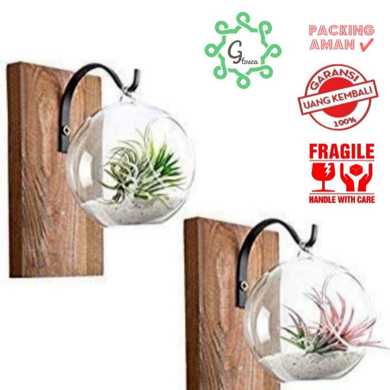 VAS BUNGA KACA UNIK TEMPEL DINDING SIZE L