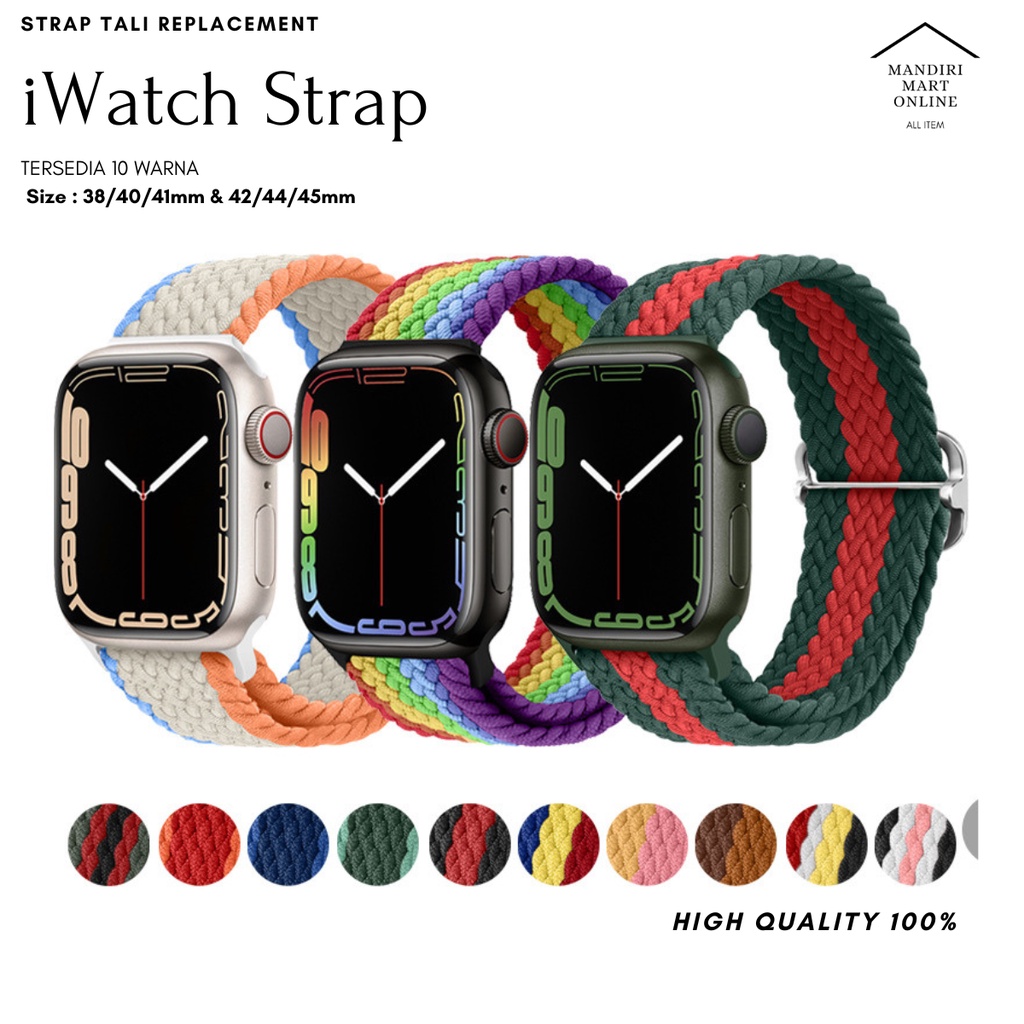 Strap Apple Watch New Braided Nylon Series 7/SE 6/5/4/3/2/1 Tali iwatch Nilon 38mm/40mm/41mm/42mm/44mm/45mm