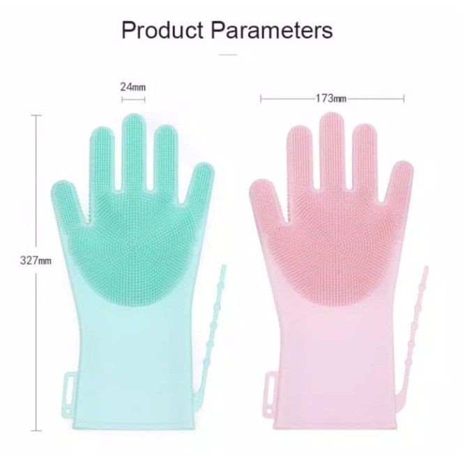 SET 2 PCS Sarung Tangan Cuci Piring Silikon 1 Pasang Dishwashing Glove