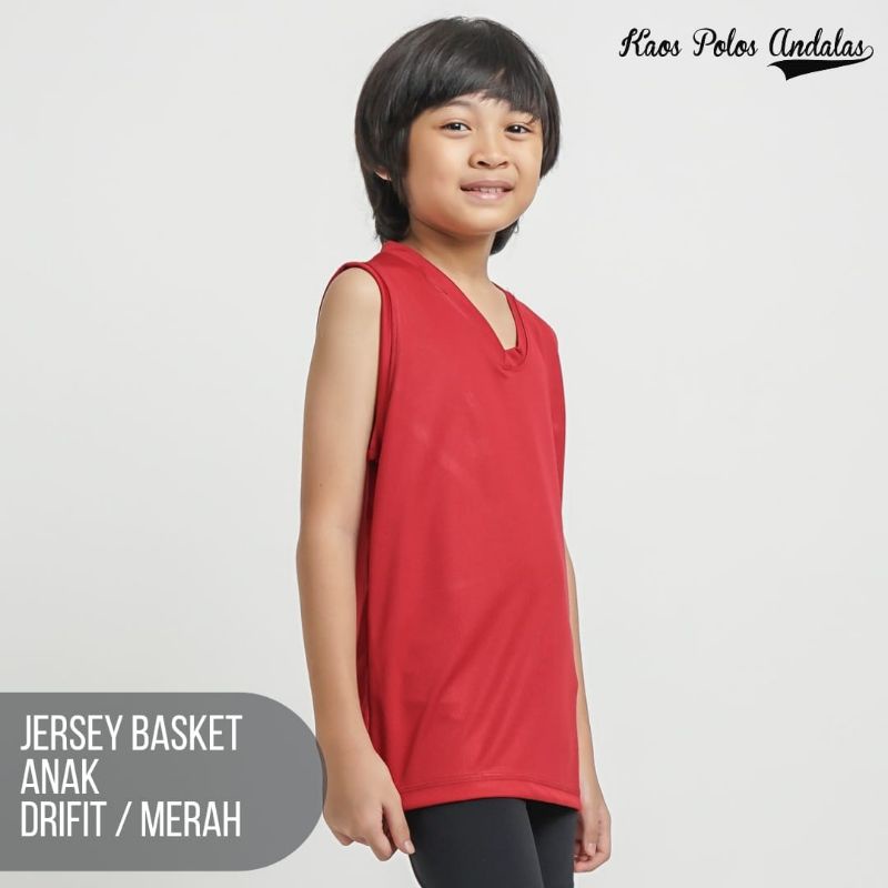 Jersey Basket Anak Polos Bahan Drifit Baju Olahraga Anak Tanpa Lengan