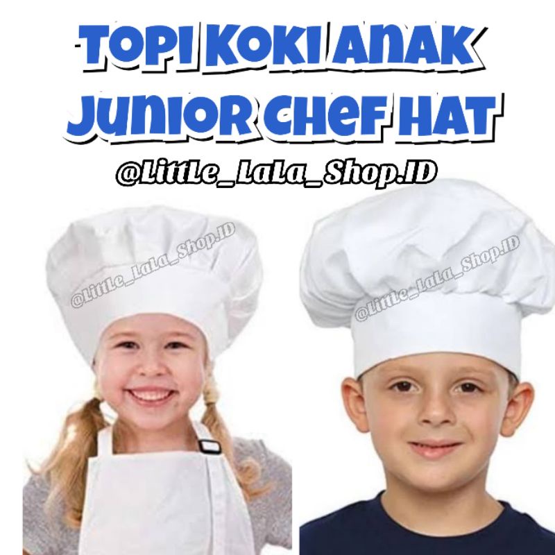Topi koki anak dan dewasa / chef hat / apron anak / topi koki putih / celemek anak
