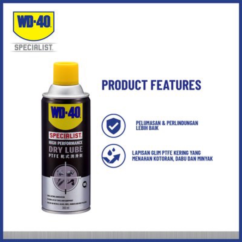 WD-40 Specialist Dry Lube 360ml - Pelumas Kering PTFE Bening atau Tanpa Noda