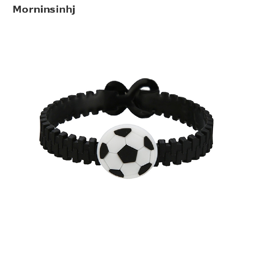 Mornin 5Pcs / Set Gelang Tangan Motif Kartun Piala Dunia / Sepak Bola Bahan PVC Untuk Anak