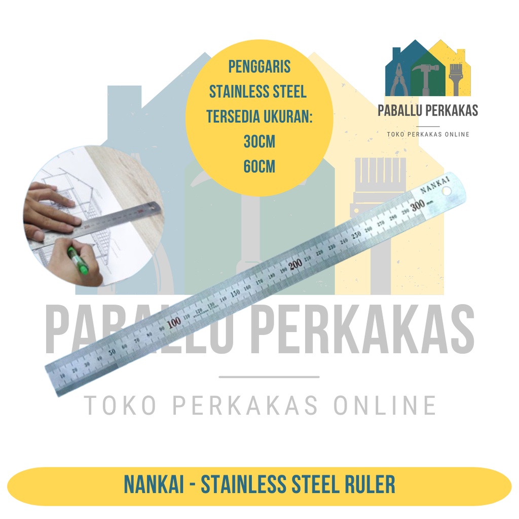 

Penggaris Baja Stainless Steel 30 60 cm NANKAI/Alat Ukur Mistar Besi/Alat Pengukur Tukang/Penggaris Baja Bangunan