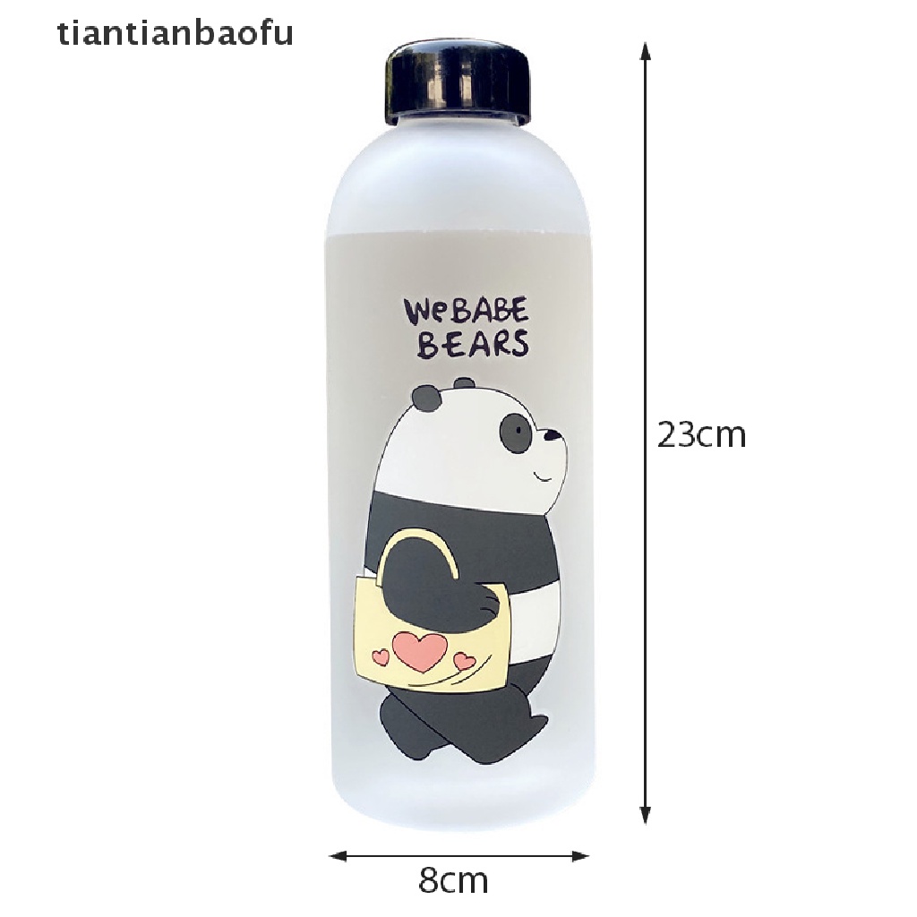 Botol Air Minum Bahan Plastik Buram Transparan Motif Kartun Panda Kapasitas 1000ml