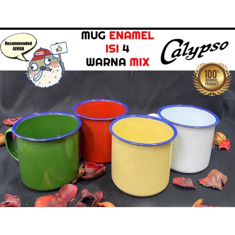 Mug enamel set isi 4 warna mix