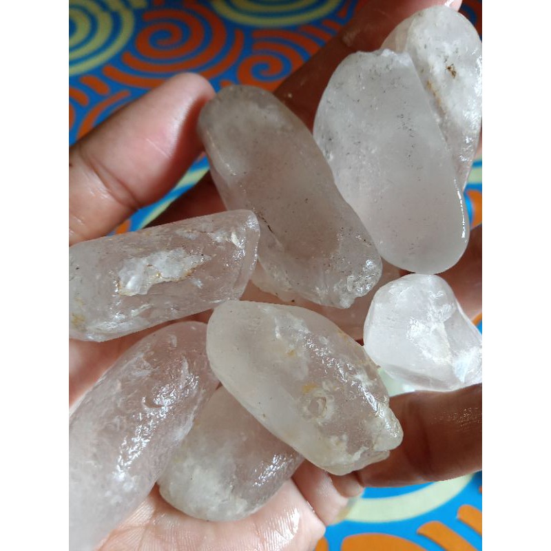 [ BELI 3 GRATIS 2 ] Batu Kecubung Es - Air / Kinyang / ice Quartz ( Rough Bahan Batu kelas Permata -