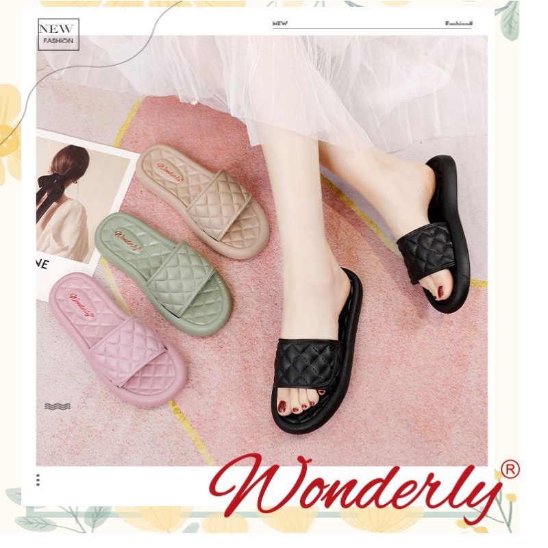 Wonderly Sandal Slop Wanita Flat 2026-1 PVC