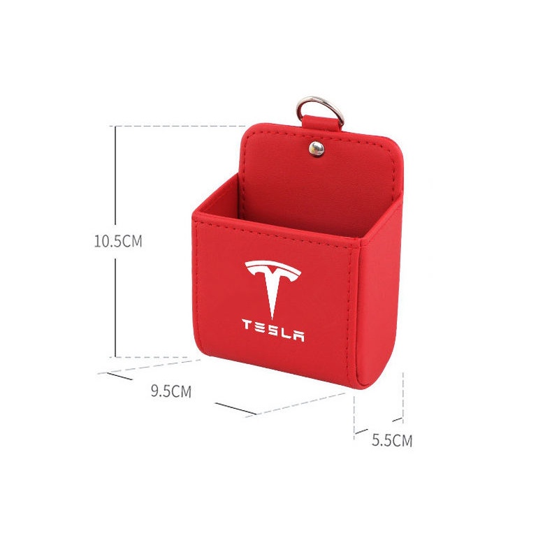 (G-CLUB) Tas Gantung Penyimpanan Kunci / Kacamata / Handphone Bahan Kulit Untuk Ventilasi Ac Mobil Tesla model 3 model X Y S