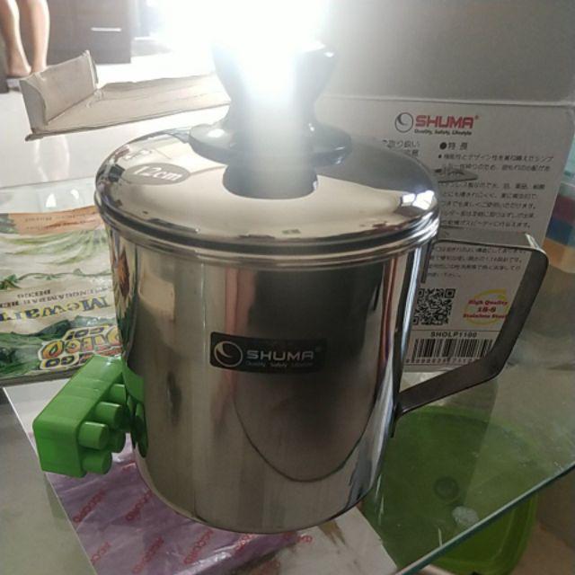 [mirip Shuma] Oil Pot, Wadah Dan Saringan Minyak Goreng 1,1 Ltr Stainless Steel
